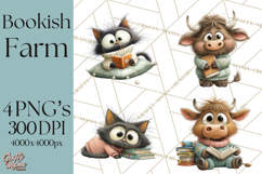 Farm Animals PNG Clipart, Cozy Reading Animals, Cute Cartoon Product Image 1