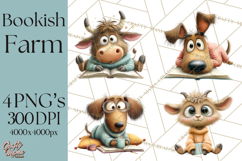 Farm Animals PNG Clipart, Cozy Reading Animals, Cute Cartoon Product Image 1