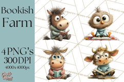 Farm Animals PNG Clipart, Cozy Reading Animals, Cute Cartoon Product Image 1