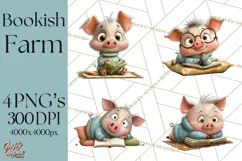 Farm Animals PNG Clipart, Cozy Reading Animals, Cute Cartoon Product Image 1