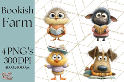 Farm Animals PNG Clipart, Cozy Reading Animals, Cute Cartoon Product Image 1