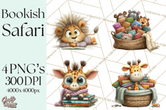 Safari Animals PNG Clipart, Cozy Reading Animals Product Image 1