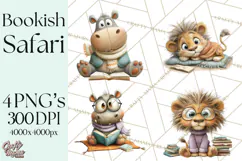 Safari Animals PNG Clipart, Cozy Reading Animals Product Image 1