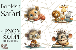 Safari Animals PNG Clipart, Cozy Reading Animals Product Image 1
