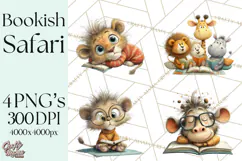 Safari Animals PNG Clipart, Cozy Reading Animals Product Image 1