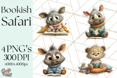 Safari Animals PNG Clipart, Cozy Reading Animals Product Image 1