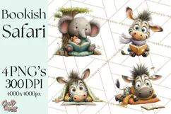Safari Animals PNG Clipart, Cozy Reading Animals Product Image 1