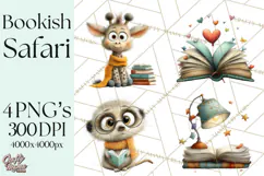 Safari Animals PNG Clipart, Cozy Reading Animals Product Image 1