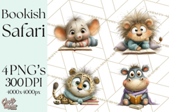 Safari Animals PNG Clipart, Cozy Reading Animals Product Image 1