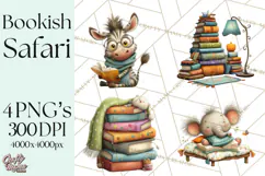 Safari Animals PNG Clipart, Cozy Reading Animals Product Image 1
