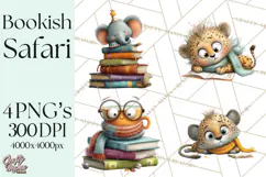 Safari Animals PNG Clipart, Cozy Reading Animals Product Image 1