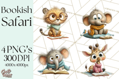 Safari Animals PNG Clipart, Cozy Reading Animals Product Image 1