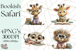 Safari Animals PNG Clipart, Cozy Reading Animals Product Image 1