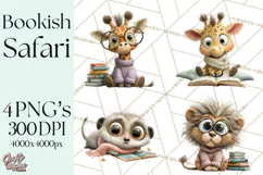 Safari Animals PNG Clipart, Cozy Reading Animals Product Image 1