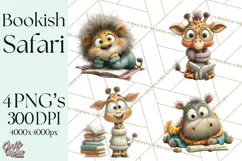 Safari Animals PNG Clipart, Cozy Reading Animals Product Image 1