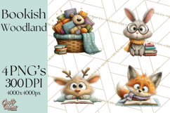 Woodland Animals PNG Clipart, Cozy Reading Animals Product Image 1