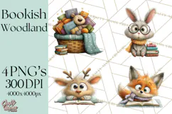 Woodland Animals PNG Clipart, Cozy Reading Animals Product Image 1