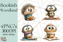 Woodland Animals PNG Clipart, Cozy Reading Animals Product Image 1