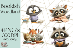 Woodland Animals PNG Clipart, Cozy Reading Animals Product Image 1