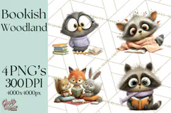 Woodland Animals PNG Clipart, Cozy Reading Animals Product Image 1