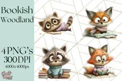 Woodland Animals PNG Clipart, Cozy Reading Animals Product Image 1