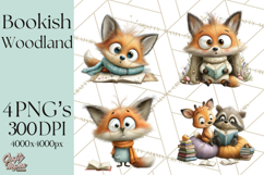 Woodland Animals PNG Clipart, Cozy Reading Animals Product Image 1