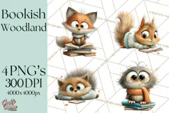 Woodland Animals PNG Clipart, Cozy Reading Animals Product Image 1