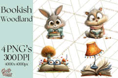 Woodland Animals PNG Clipart, Cozy Reading Animals Product Image 1
