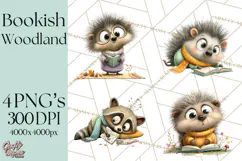 Woodland Animals PNG Clipart, Cozy Reading Animals Product Image 1