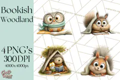 Woodland Animals PNG Clipart, Cozy Reading Animals Product Image 1
