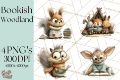 Woodland Animals PNG Clipart, Cozy Reading Animals Product Image 1