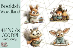 Woodland Animals PNG Clipart, Cozy Reading Animals Product Image 1