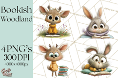 Woodland Animals PNG Clipart, Cozy Reading Animals Product Image 1