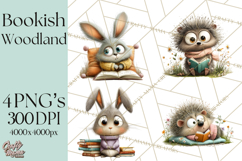 Woodland Animals PNG Clipart, Cozy Reading Animals Product Image 1