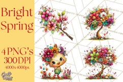Spring Clipart PNG, Bright Spring Flowers, Kids and Cottage Product Image 1