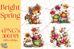 Spring Clipart PNG, Bright Spring Flowers, Kids and Cottage Product Image 1