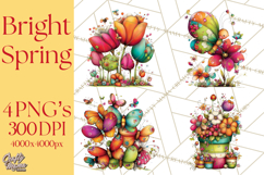 Spring Clipart PNG, Bright Spring Flowers, Kids and Cottage Product Image 1