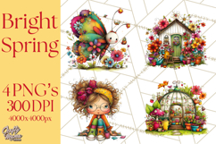 Spring Clipart PNG, Bright Spring Flowers, Kids and Cottage Product Image 1