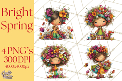 Spring Clipart PNG, Bright Spring Flowers, Kids and Cottage Product Image 1