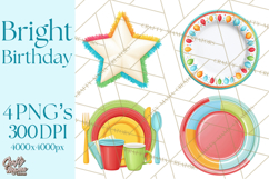 Birthday Party Clipart, Bright Celebration Decorations PNG Product Image 1