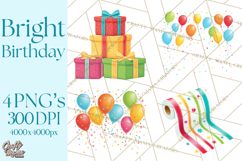 Birthday Party Clipart, Bright Celebration Decorations PNG Product Image 1