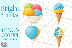 Birthday Party Clipart, Bright Celebration Decorations PNG Product Image 1