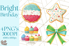 Birthday Party Clipart, Bright Celebration Decorations PNG Product Image 1