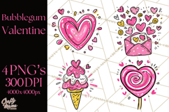 Bubblegum Pop Valentine Clipart PNG Hearts Candy Cupcakes Product Image 1
