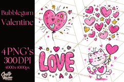 Bubblegum Pop Valentine Clipart PNG Hearts Candy Cupcakes Product Image 1