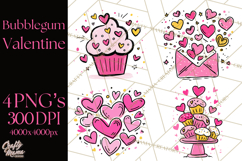 Bubblegum Pop Valentine Clipart PNG Hearts Candy Cupcakes Product Image 1