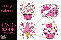 Bubblegum Pop Valentine Clipart PNG Hearts Candy Cupcakes Product Image 1