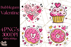 Bubblegum Pop Valentine Clipart PNG Hearts Candy Cupcakes Product Image 1