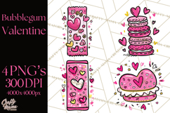 Bubblegum Pop Valentine Clipart PNG Hearts Candy Cupcakes Product Image 1