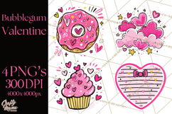 Bubblegum Pop Valentine Clipart PNG Hearts Candy Cupcakes Product Image 1